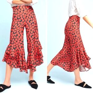 Virginie Ruffled wide leg trousers anthropology size 4